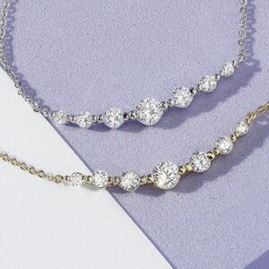 SHE’S AN ICON Multi Stone Pendant Necklace Silver or Gold w/ White Diamonettes.